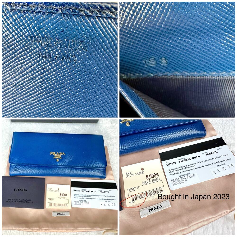 Prada Long Wallet Blue Saffiano Leather NICE Used with box Cute! - Picture 13 of 16